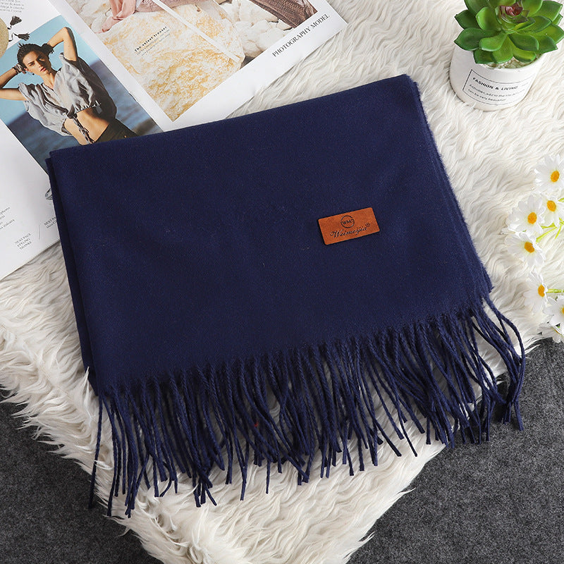 Winter scarf with fringes, 200x70 cm