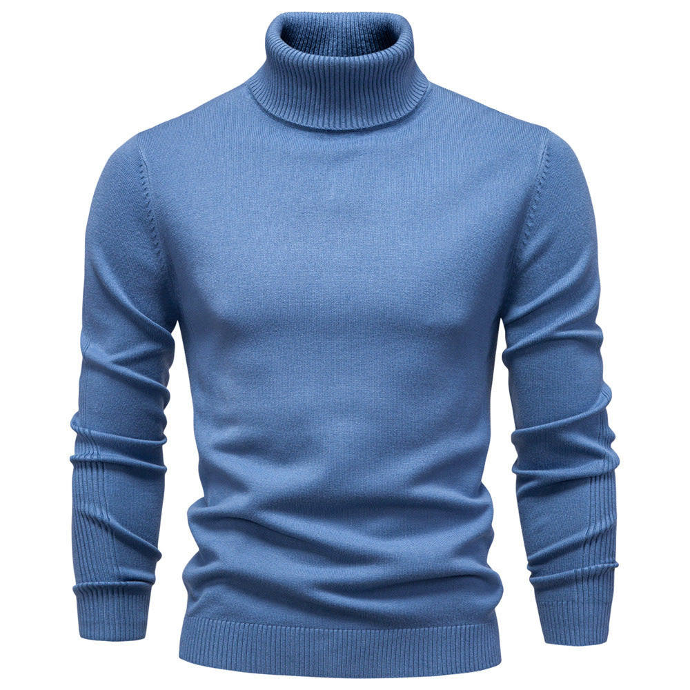 Men's turtleneck sweater, solid color, casual