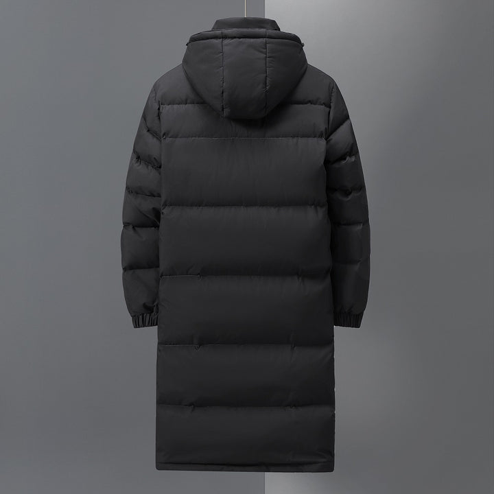 Long men's down coat, windproof, knee-length