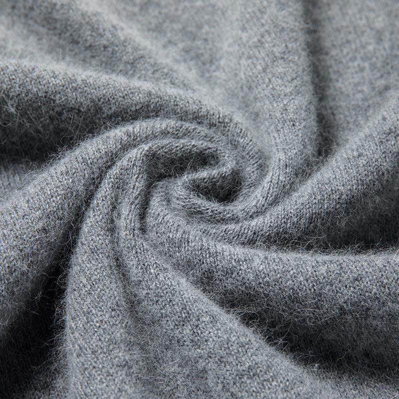 Men's wool sweater, round neck, solid color