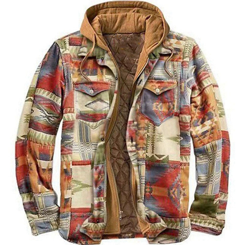 Men's hooded jacket, checked, padded