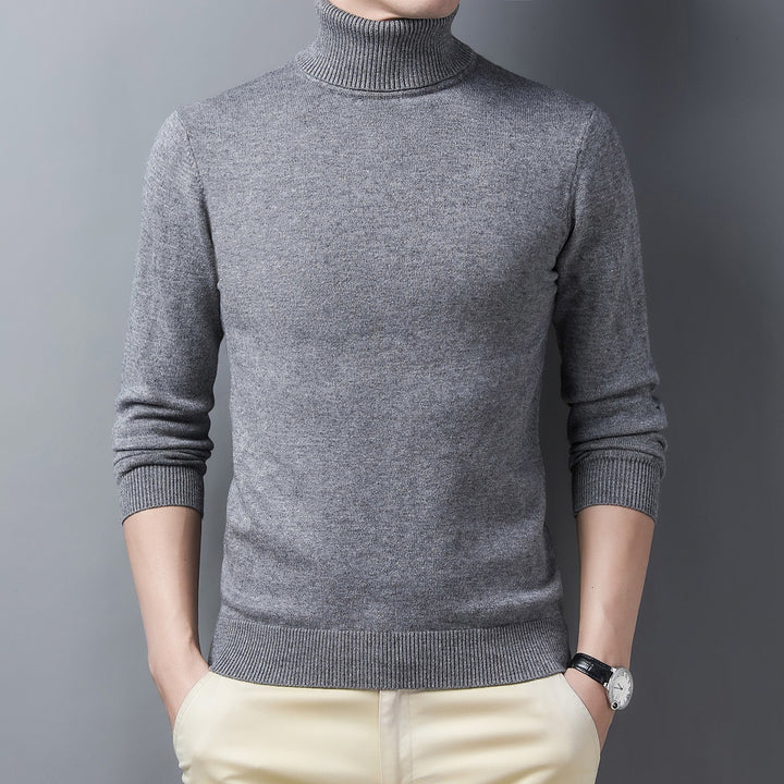 Men's cashmere sweater, half-high collar, warm