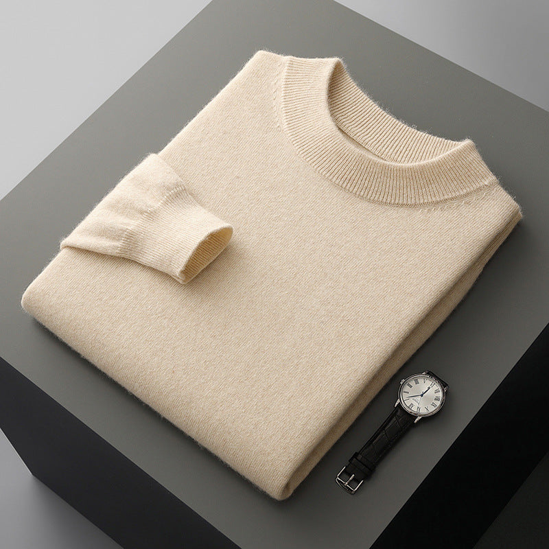 Men's wool sweater, thick, with stand-up collar