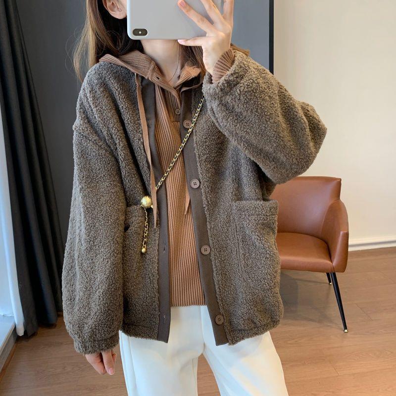 Warm Teddy fleece Jacket in Baseball Style