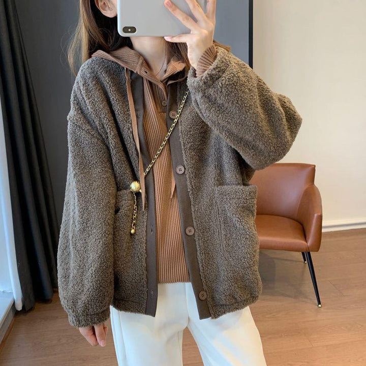 Warm Teddy fleece Jacket in Baseball Style