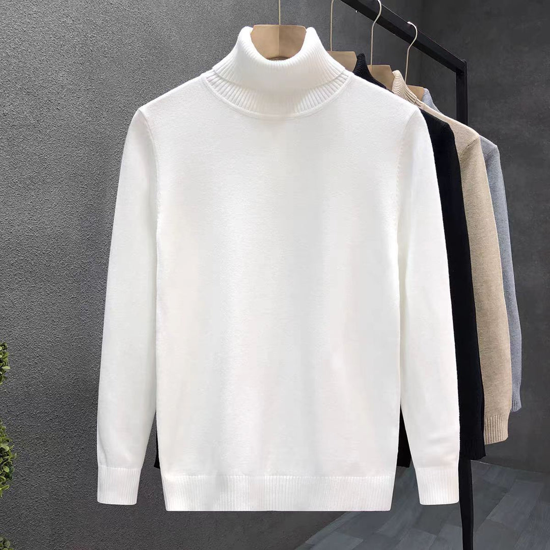 Men's knit sweater with turtleneck, warm