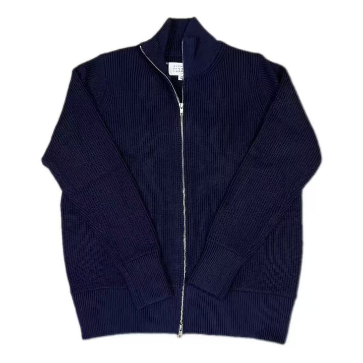 Unisex knitted jacket with roll neck and double zipper