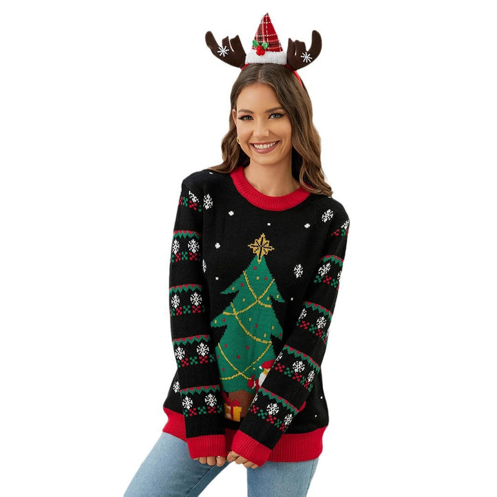 Women's Christmas sweater with 3D Christmas tree motif