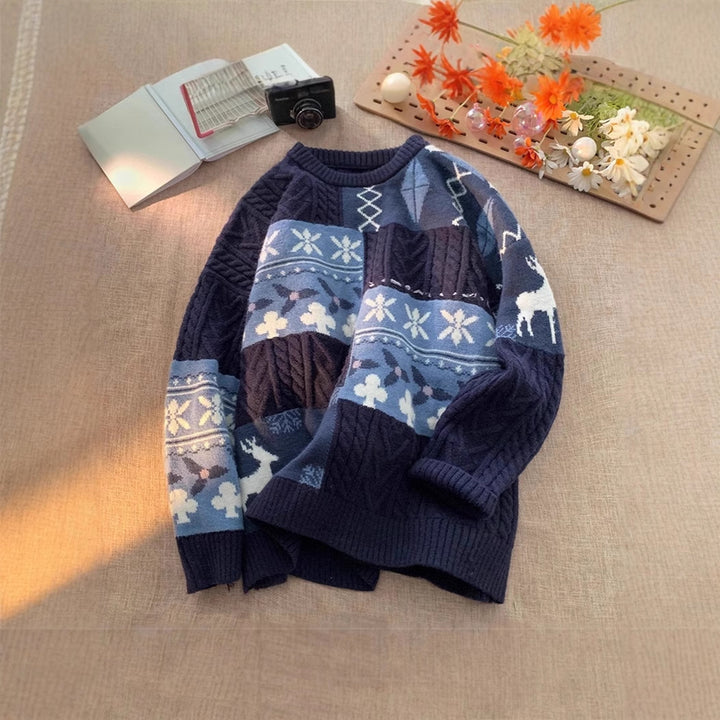 Knit pullover with round neck, vintage style