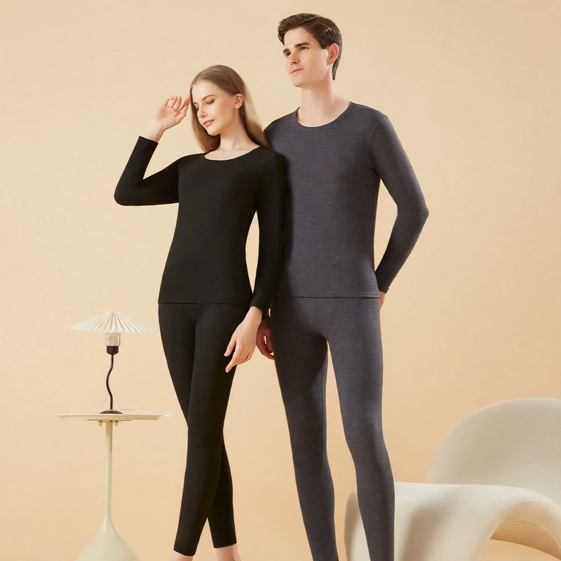 Warm thermal underwear set with round neck