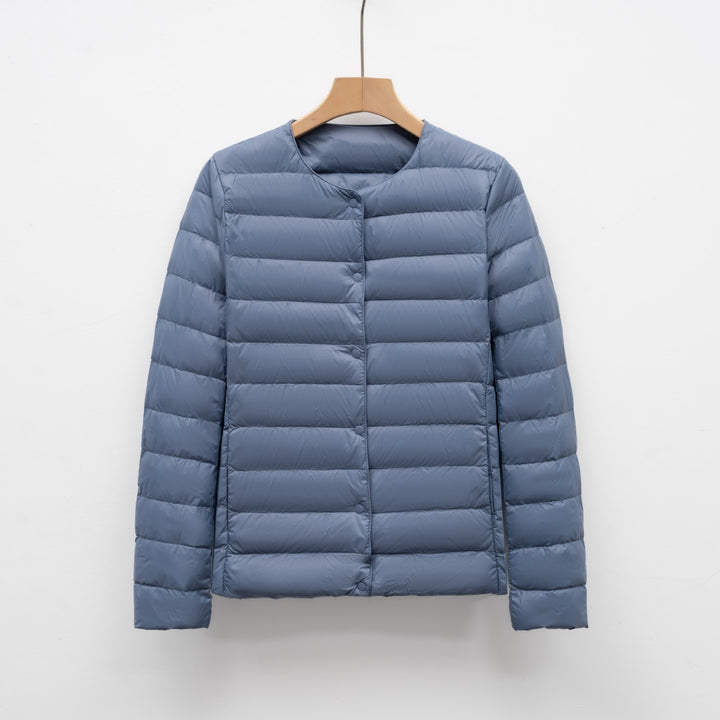 Light women's padded jacket with round neck