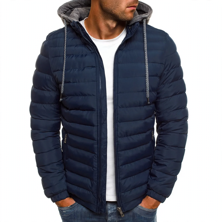 Padded men's winter jacket with hood