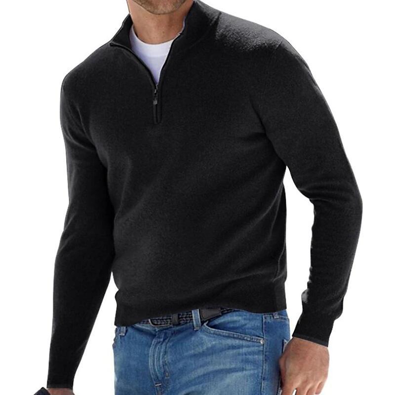 Men's Long Sleeve Cashmere Sweater with Zipper