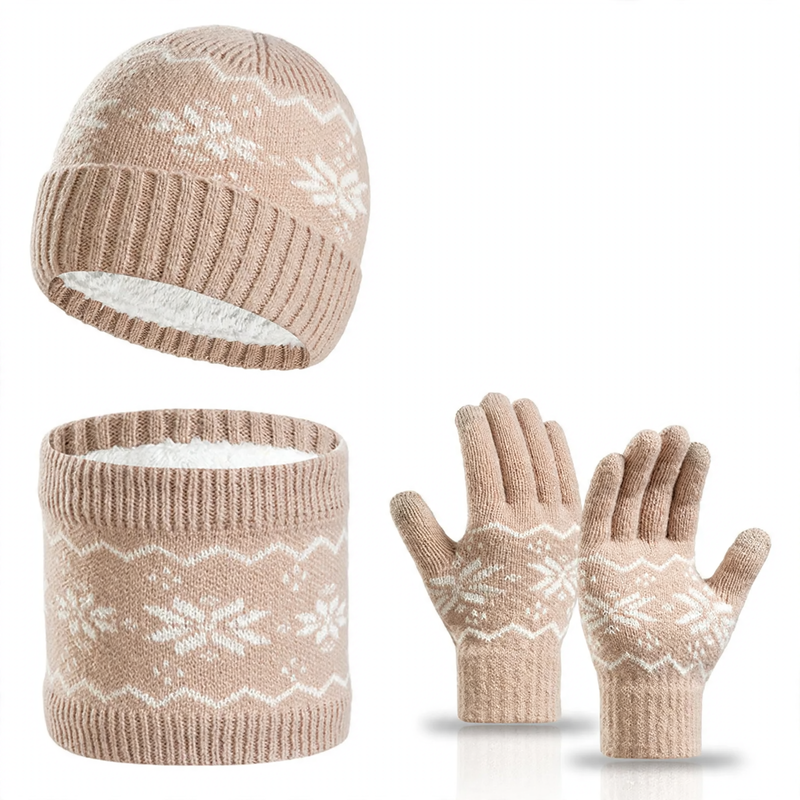 Winter Knit Set: Touchscreen Gloves, Beanie and Scarf