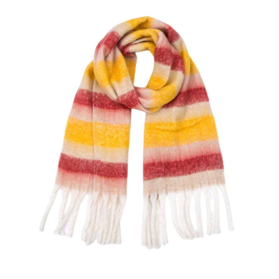 Thick scarf with fringes, checked