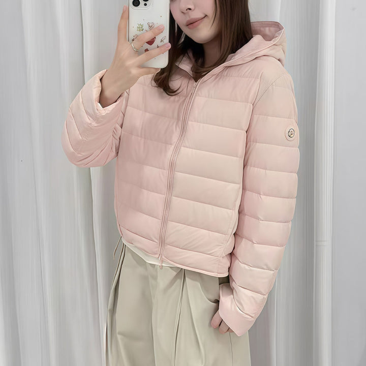 Light down jacket with hood, 90% goose down