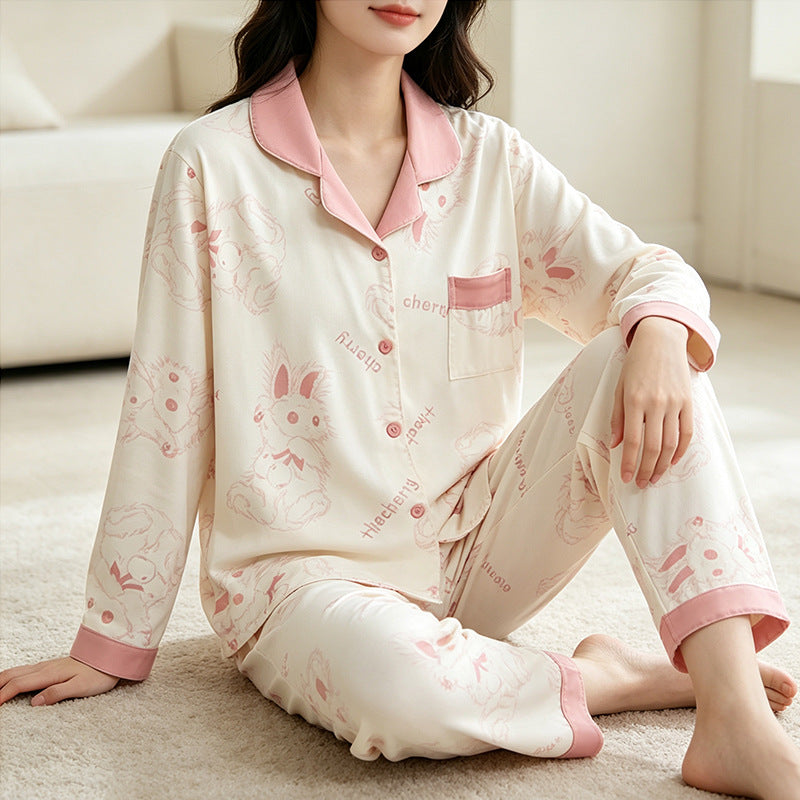 Lightweight women's pajamas, long sleeve, spring and autumn