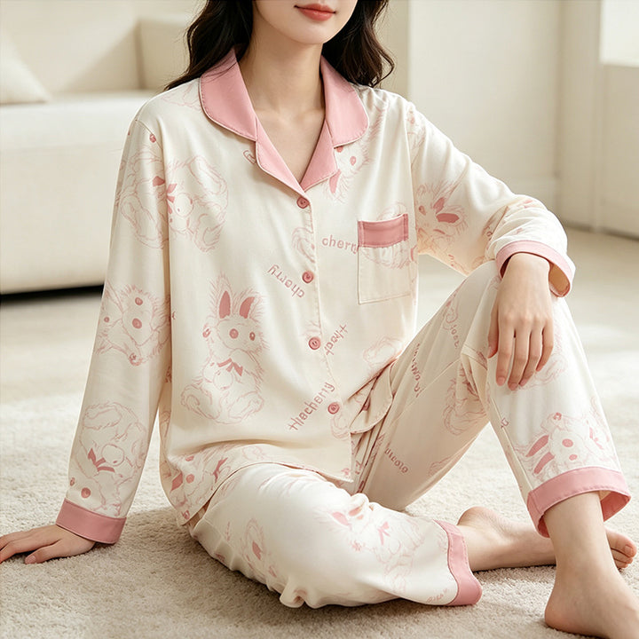 Lightweight women's pajamas, long sleeve, spring and autumn