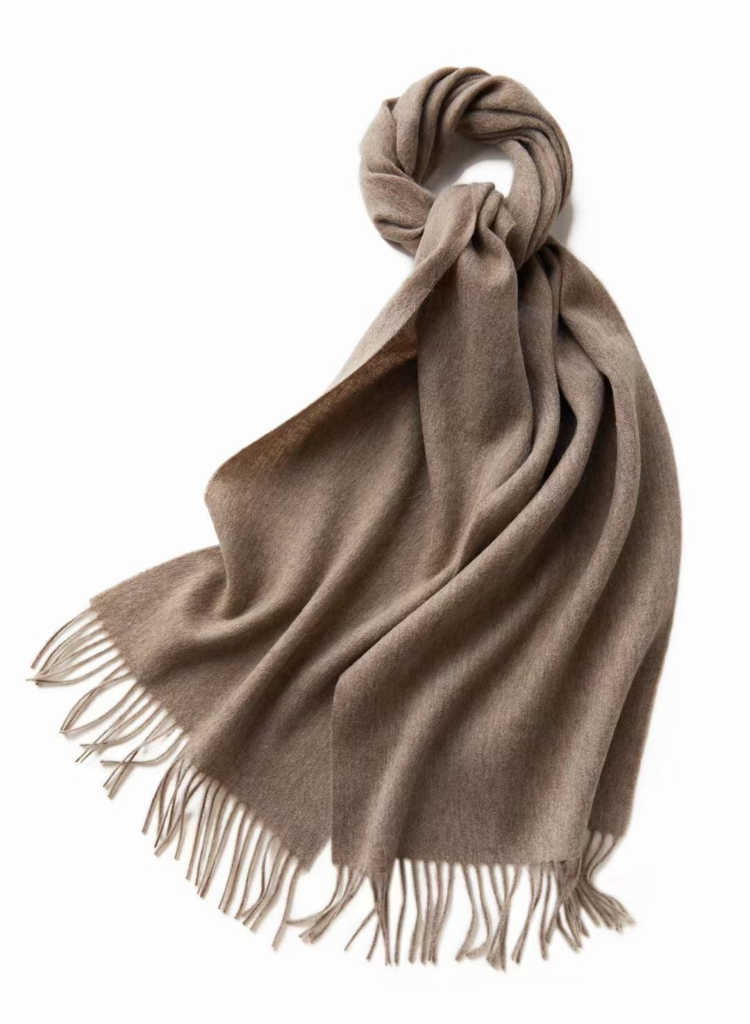 Solid colored wool scarf with fringes, 32x180cm
