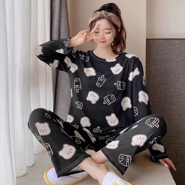 Women's pajamas, long-sleeved, cartoon design