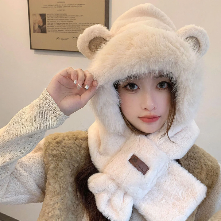 Fluffy winter set with ear protection