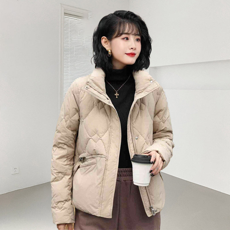 Short, padded women's down jacket