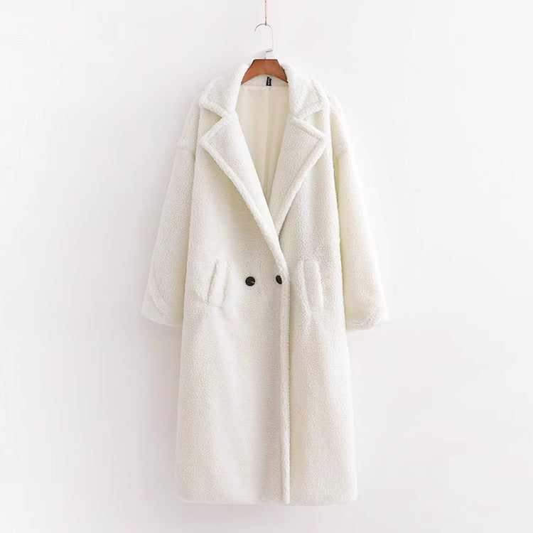 Women’s Teddy Coat, mid-length, with large lapels