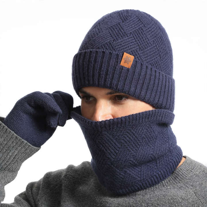 Winter Set: Knitted hat, scarf, and gloves
