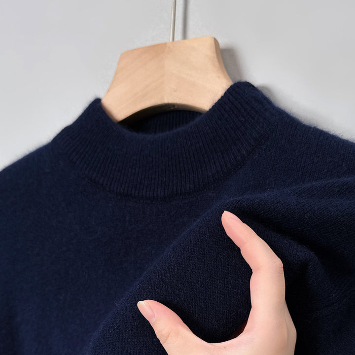 Men's knit sweater with stand-up collar, long-sleeved