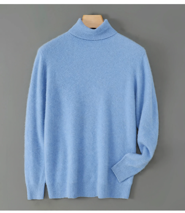 Men's wool sweater, roll neck, loose fit
