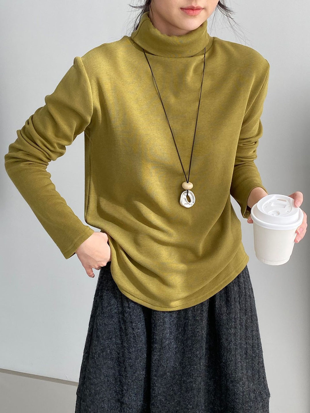 Women's knitted sweater with stand-up collar, soft