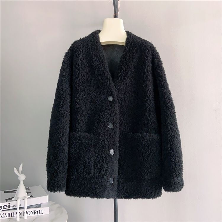 Women's faux sheepskin coat, lined