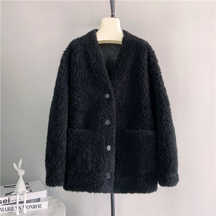 Women's faux sheepskin coat, lined