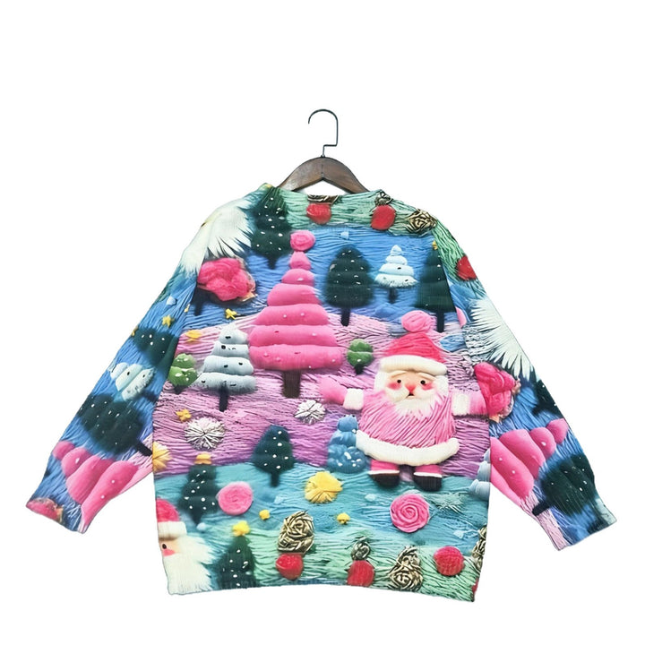 Women's Christmas sweater with 3D Santa Claus print
