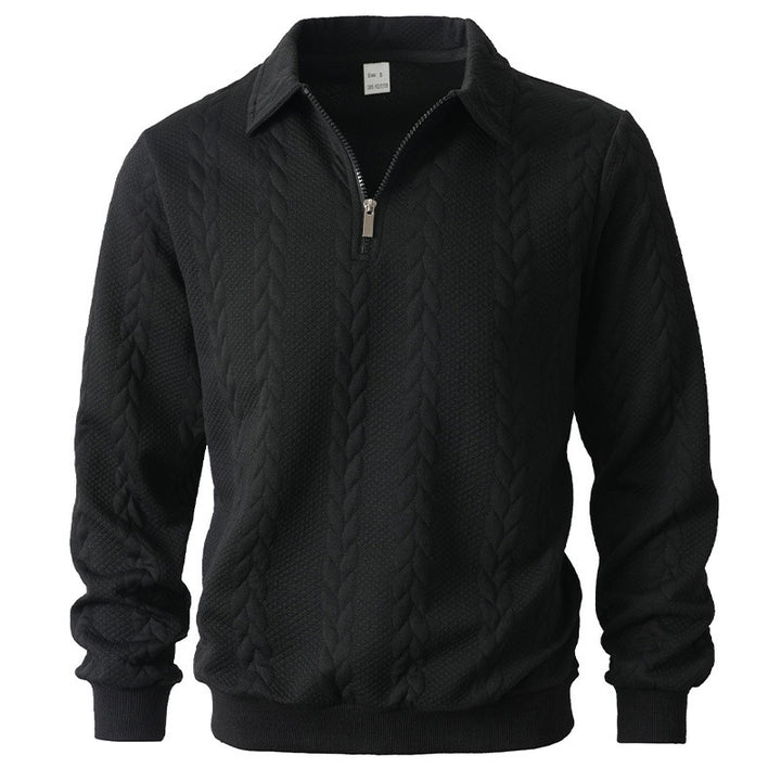 Men's sweatshirt with zipper and laydown collar