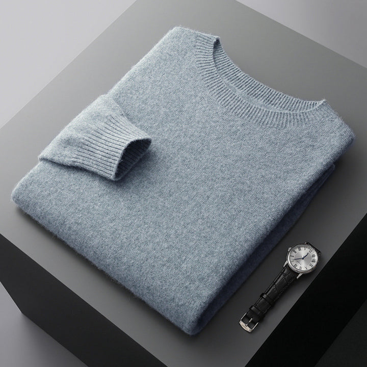 Men's wool sweater with stand-up collar