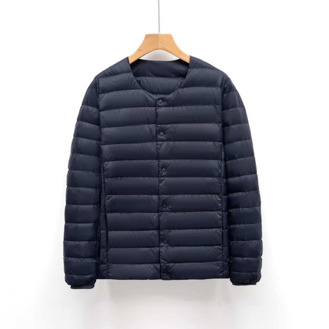 Light men's down jacket, round neck, thin