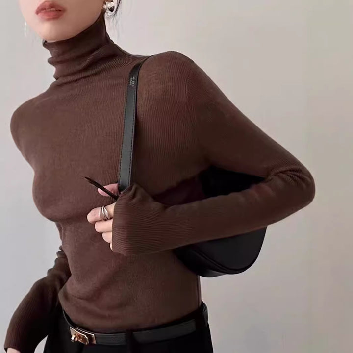 Women's cashmere wool sweater, thin, stand-up collar