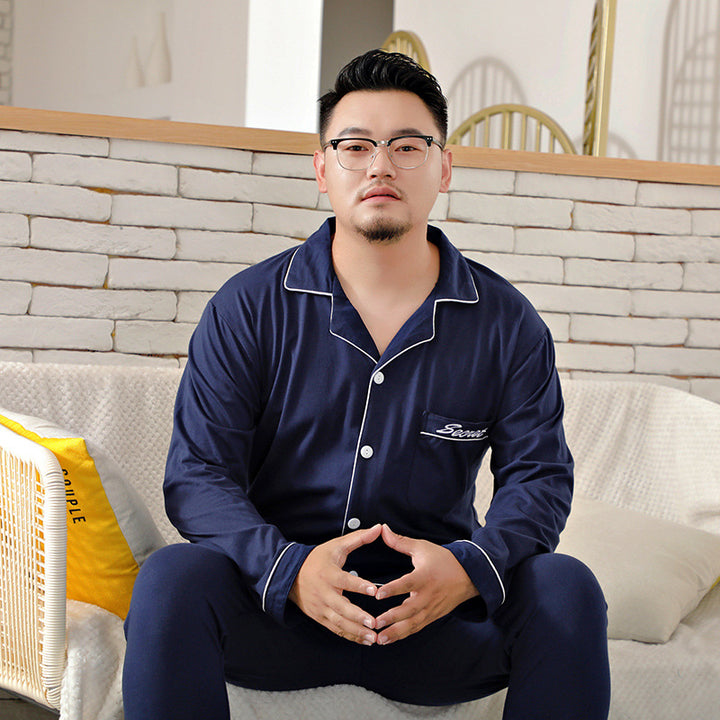Generous men's house suit made of cotton, long-sleeved