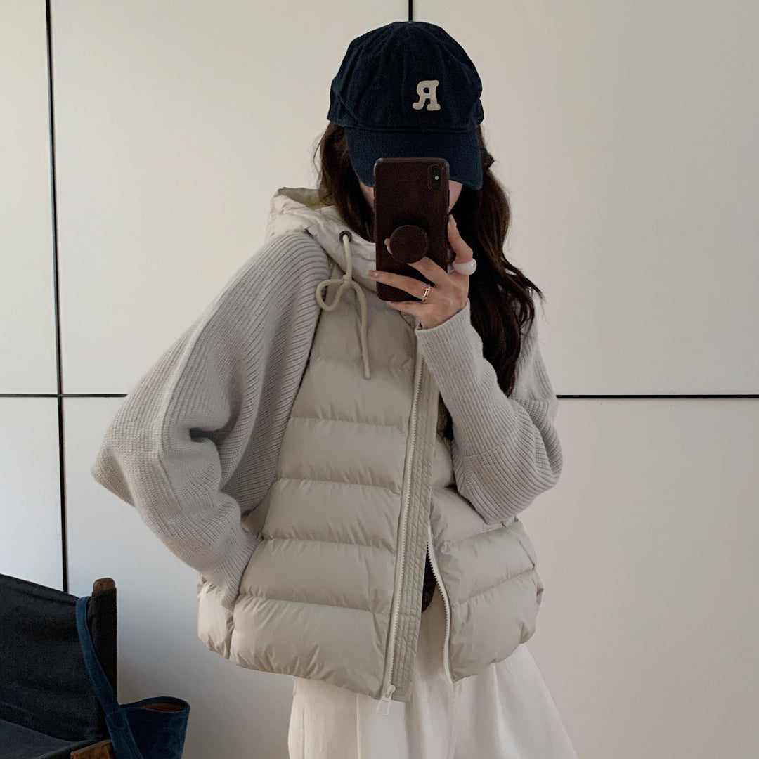 Women's quilted jacket with knit details