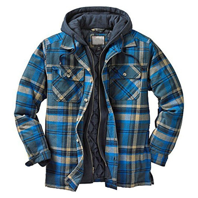 Men's hooded jacket, checked, padded