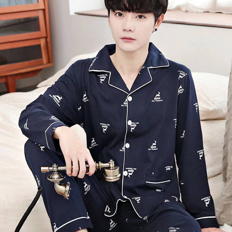 Men's pajamas made of pure cotton, loose fit