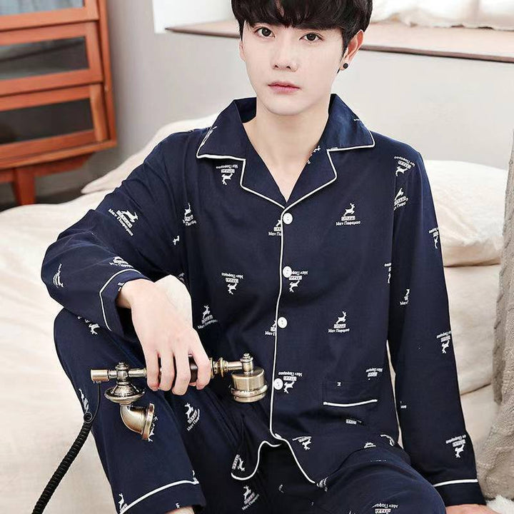 Men's pajamas made of pure cotton, loose fit