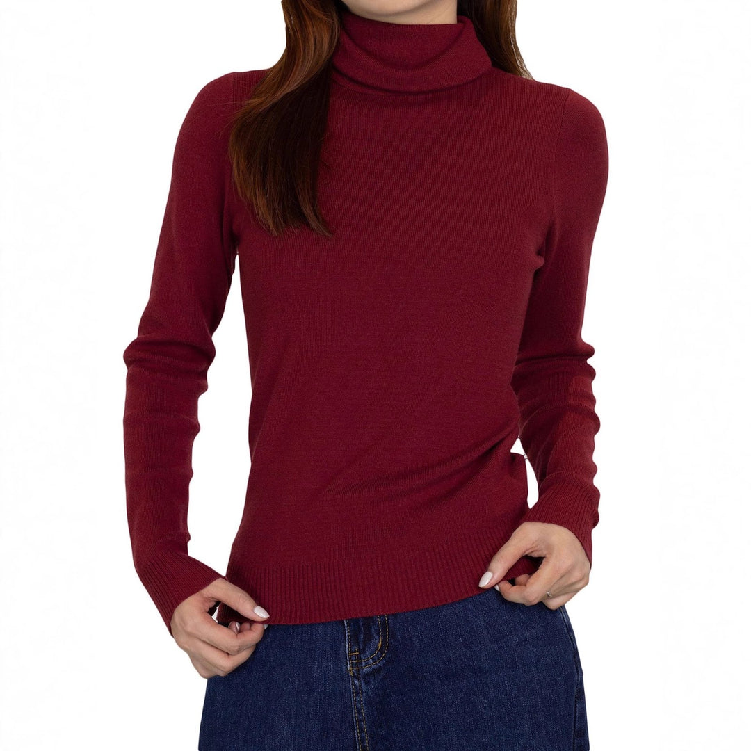 Women's turtleneck sweater, knitted, solid color