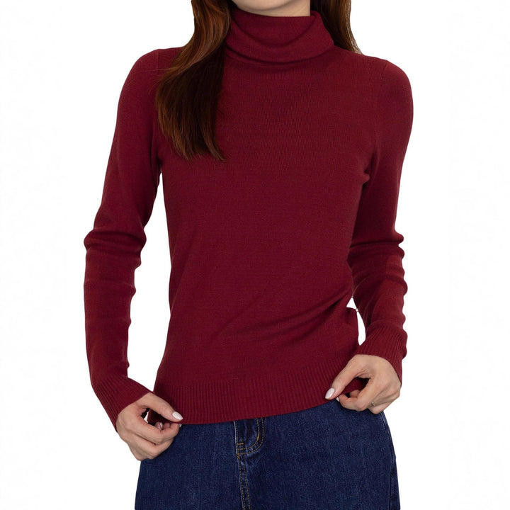 Women's turtleneck sweater, knitted, solid color