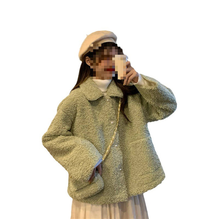 Padded lamb fleece imitation coat, Korean style