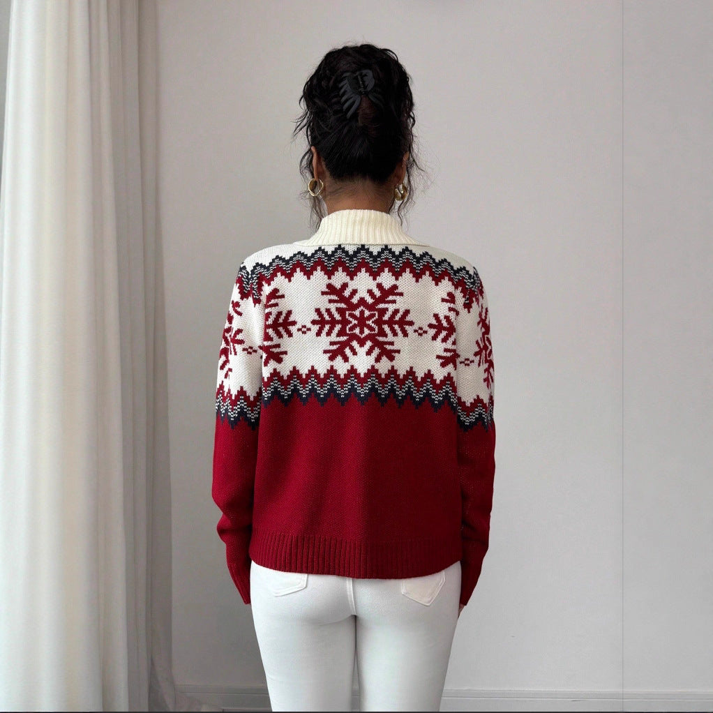 Fair Isle pullover with zipper for couples