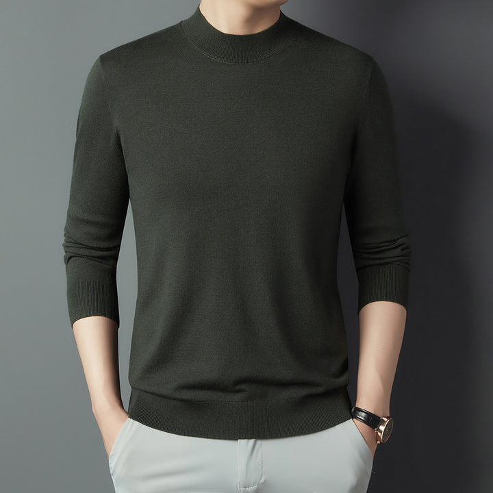 Men's wool pullover, round neck or stand-up collar, 100% wool