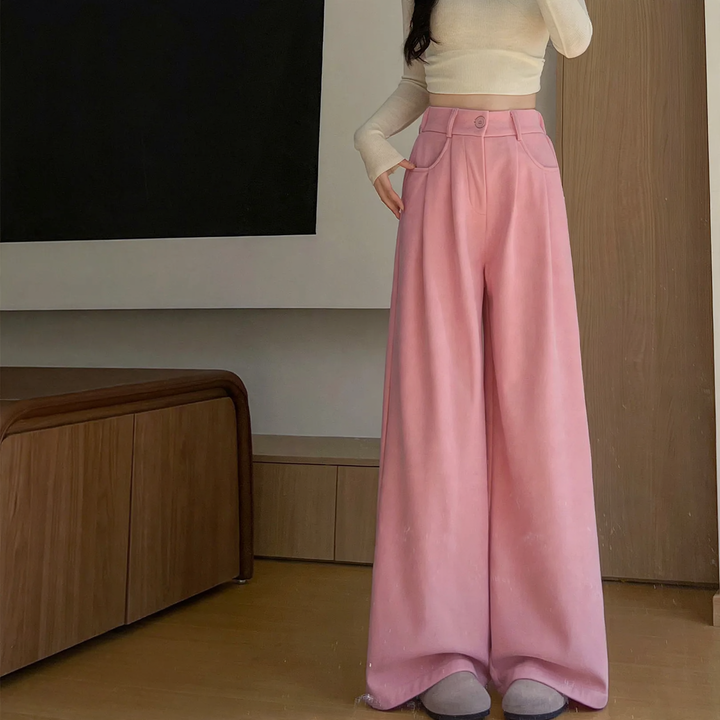 Women's corduroy suit pants with wide leg
