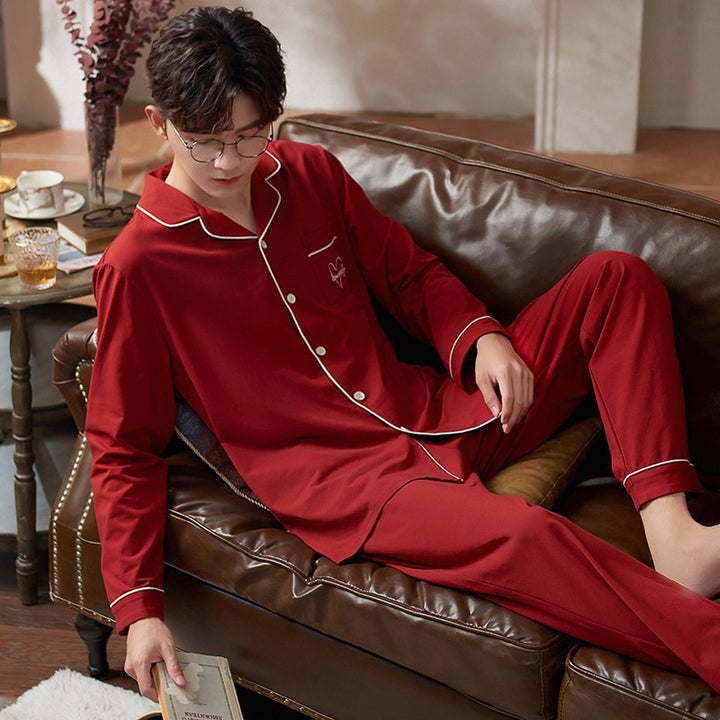 Pair pajama set made of cotton, festive design